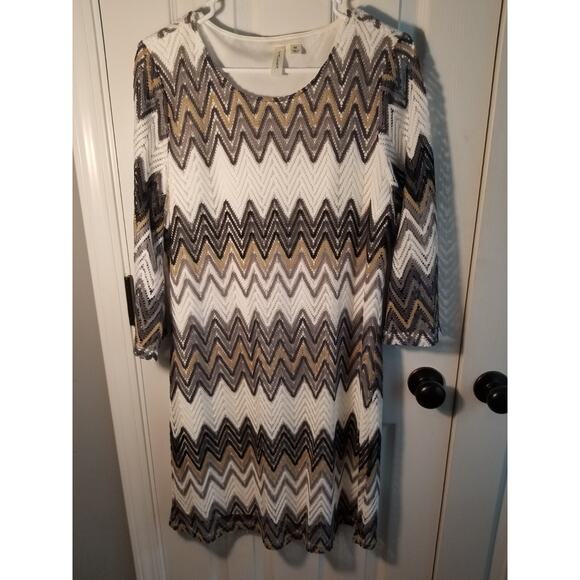 Tacera Modern Boho, Midi, Slip-on Dress, Size Medium Chevron Pattern Womens - Picture 1 of 8